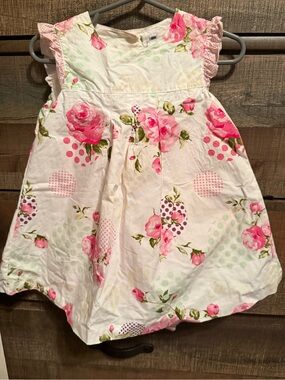 Dior Baby Girl White Floral Dress with Pink Roses